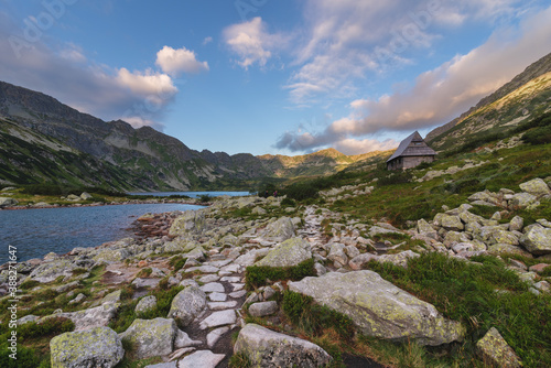 Wonderful summer mountain scenery in the Polish Tatras with beautiful mountain lakes