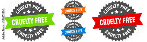 cruelty free sign. round ribbon label set. Seal