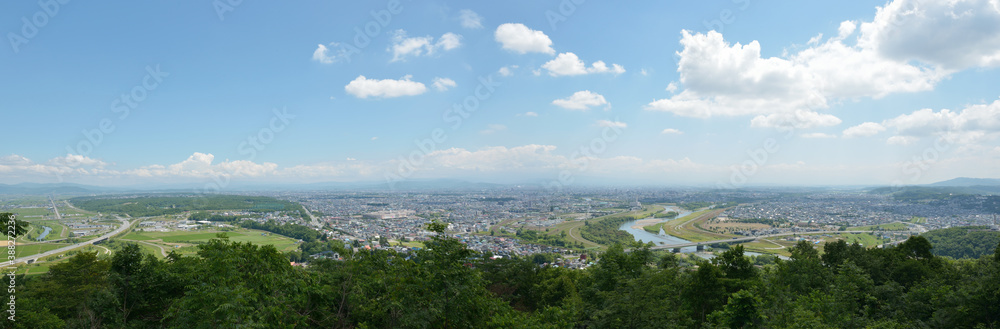 嵐山から見た北海道旭川の町並み