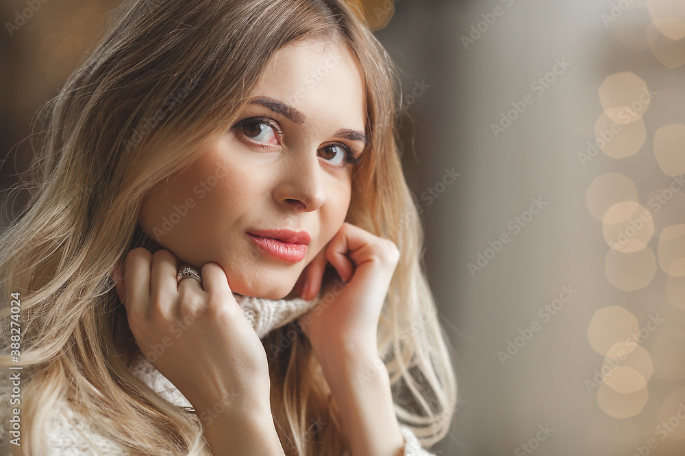 Beautiful woman on christmas background Beautiful woman on christmas background