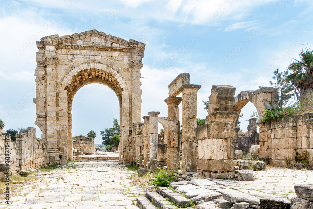 Triumphal Arch of Hadrian, Al Bass archaeological site Roman ruins, Tyre, Lebanon