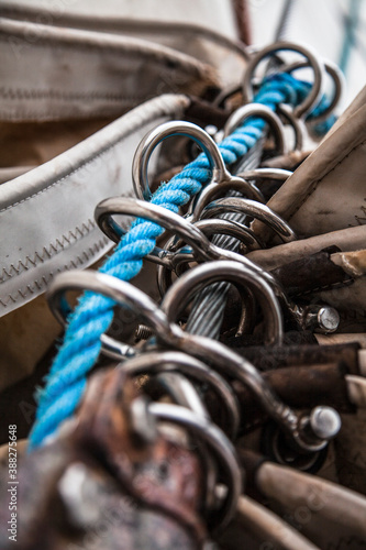 Tailoring elements on s/y Zawisza Czarny sailship. photo