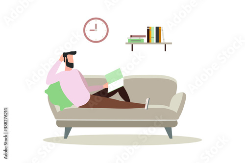 people reading or students studying and preparing for examination. Book lovers, readers, modern literature fans isolated on white background. Flat cartoon vector illustration.