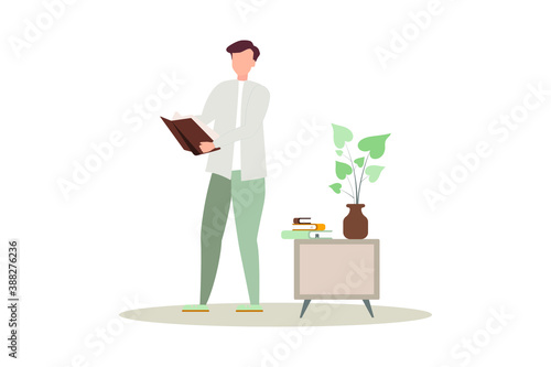 people reading or students studying and preparing for examination. Book lovers, readers, modern literature fans isolated on white background. Flat cartoon vector illustration.