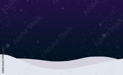 Winter Night Background Illustration with Snowfall and Snowflakes © Dubo
