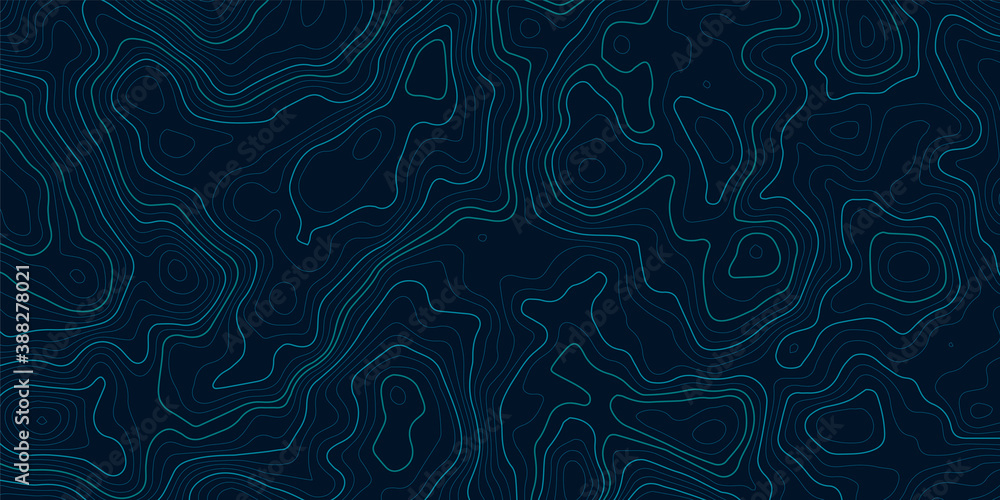 Topographic contour map on blue background. Vector grid map. - obrazy, fototapety, plakaty 