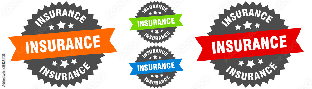 insurance sign. round ribbon label set. Seal insurance sign. round ribbon label set. Seal