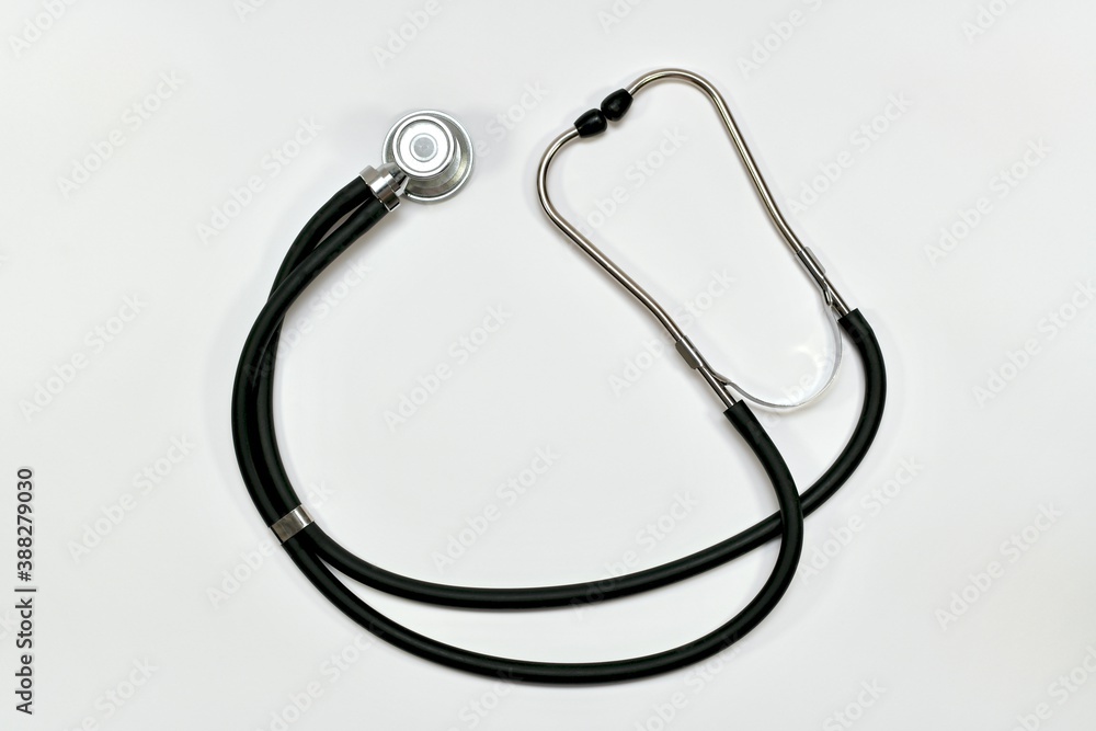 A stethoscope is laid around in the center.