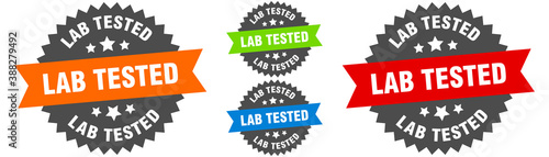 lab tested sign. round ribbon label set. Seal
