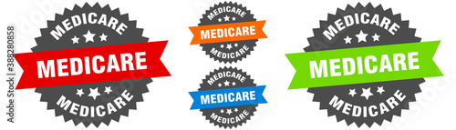 medicare sign. round ribbon label set. Seal