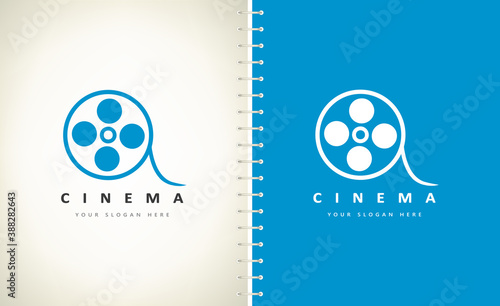 Film strip logo vector design cinema