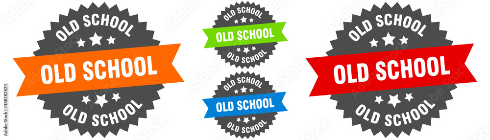 old school sign. round ribbon label set. Seal old school sign. round ribbon label set. Seal