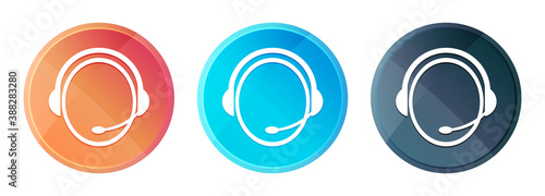 Customer care service icon steam mist round button set shiny illustration