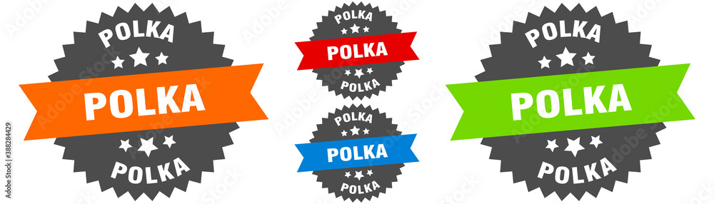 polka sign. round ribbon label set. Seal polka sign. round ribbon label set. Seal