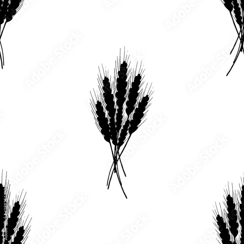 Seamless pattern of wheat. Vector illustration of a seamless pattern of wheat. Hand drawn ear of wheat.