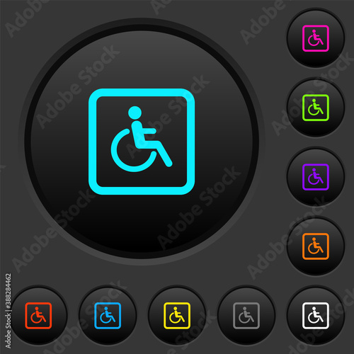 Handicapped parking dark push buttons with color icons