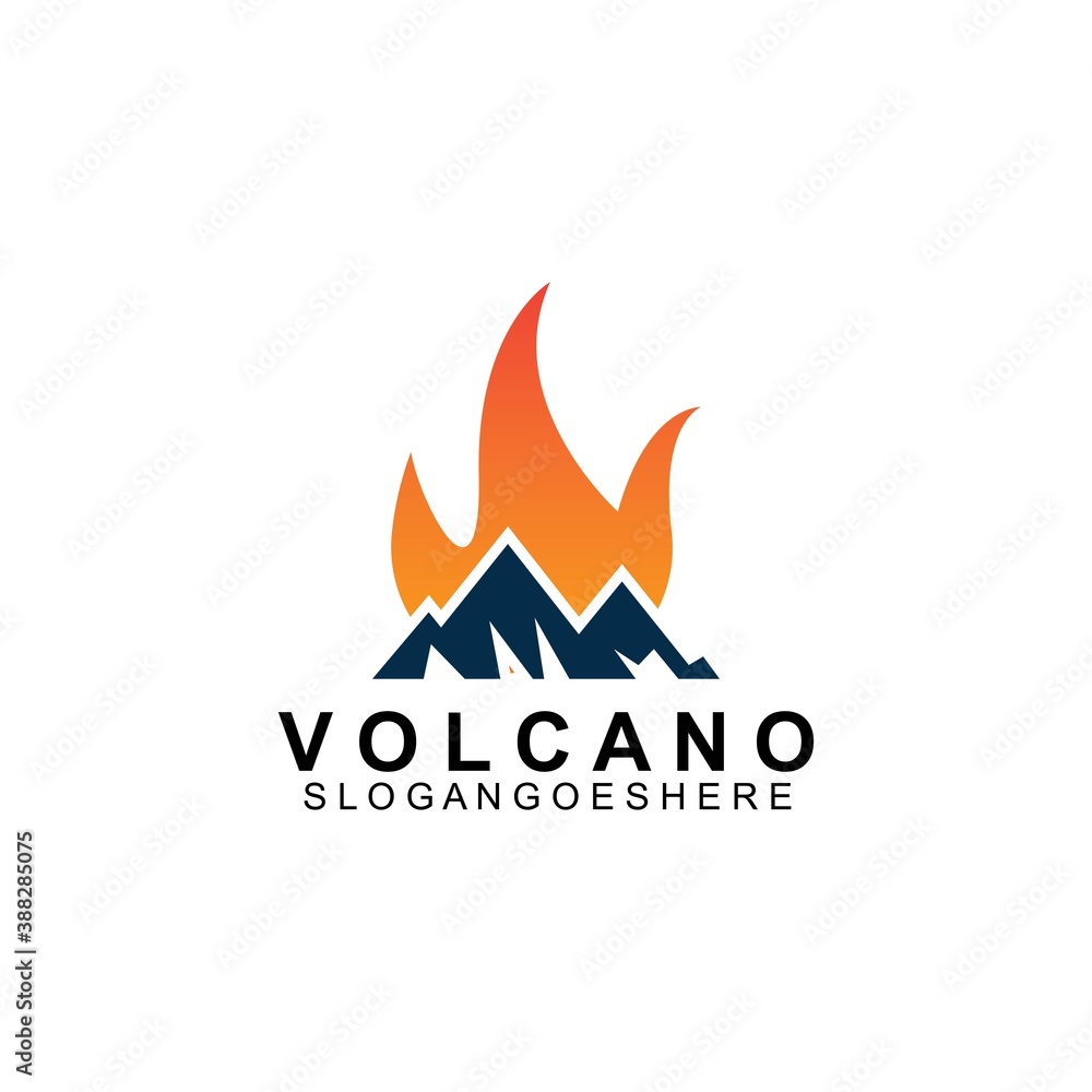 Volcano mountain logo vector. Simple illustration of volcano mountain vector logo Volcano mountain logo vector. Simple illustration of volcano mountain vector logo