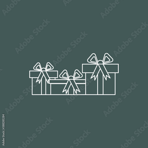 Vector icon with group of the differents gift boxes. Vector line icon. Pictogram. Concept of mobyle ordering