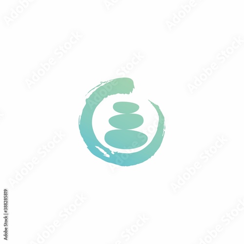 circle zen stone rock balancing spa yoga logo vector