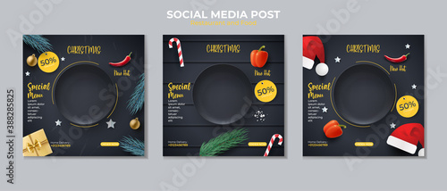 Food social media post template. social media post on Christmas day.