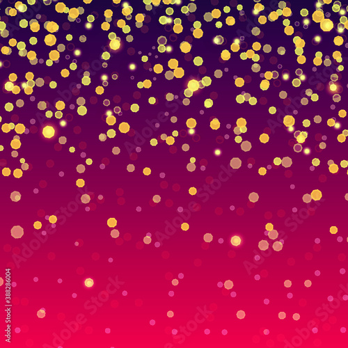 Confetti bokeh vector illustration. Glowing template background. Shining elements. Sparkling back. Falling glitter