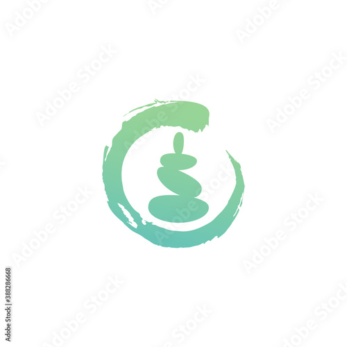 circle zen stone rock balancing spa yoga logo vector