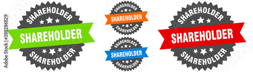 shareholder sign. round ribbon label set. Seal