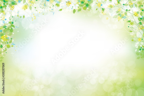 Vector  green, spring, floral background.