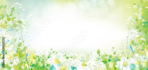 Vector  green spring floral background.