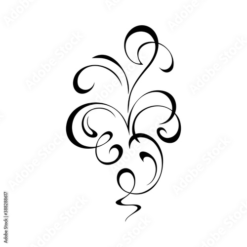 ornament 1353. decorative abstract ornament with curls in black lines on a white background