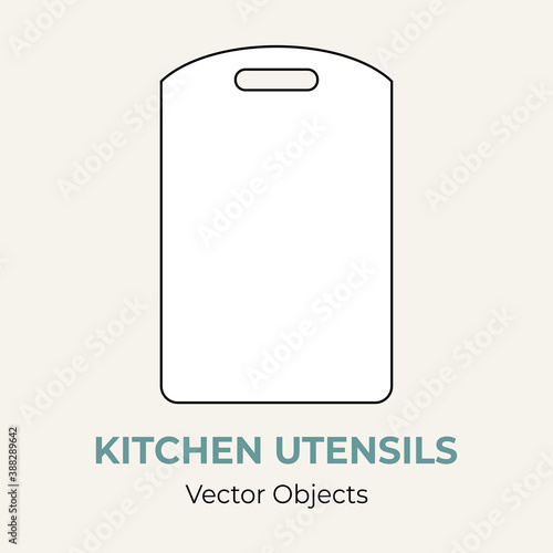 Cutting chopping board cookware simple form vector illustration. Vector line illustration isolated logo icon restaurant menu banner. Silhouette wooden plastic cutting chopping board isolate background