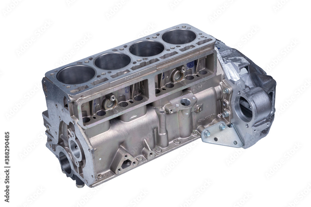 Engine block with four cylinders and four valves. Engine block with four cylinders and four valves.