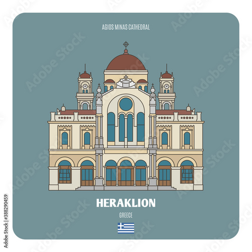 Agios Minas Cathedral in Heraklion, Greece. Architectural symbols of European cities