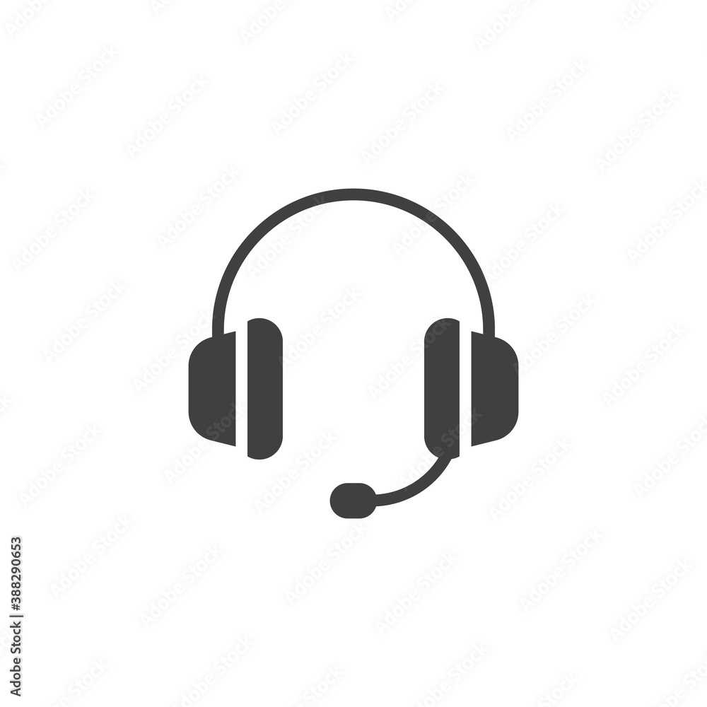 Headset vector icon. filled flat sign for mobile concept and web design. Headphones with microphone glyph icon. Symbol, logo illustration. Vector graphics