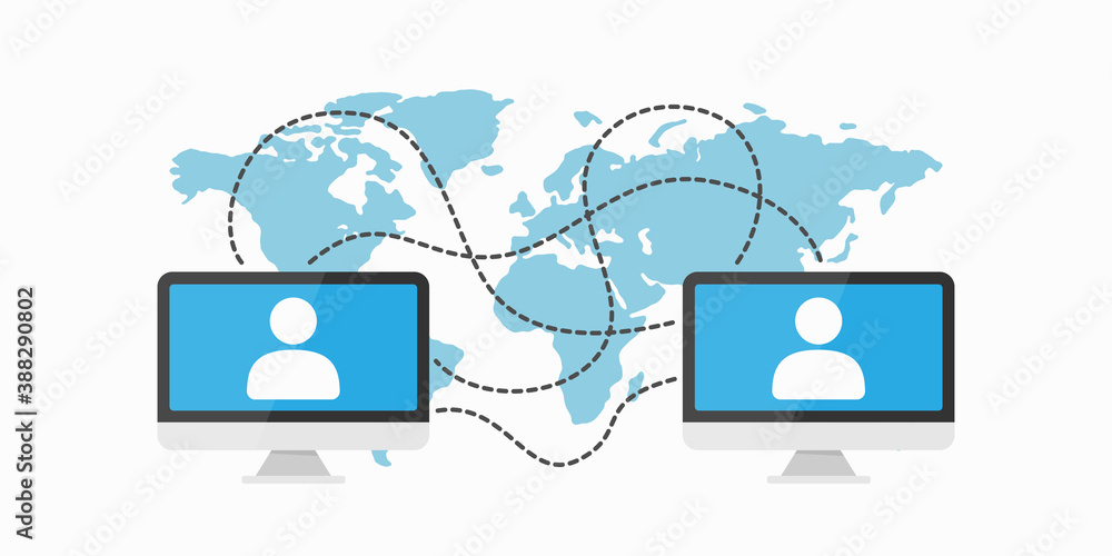 Two computers connected via internet technology Two computers connected via internet technology