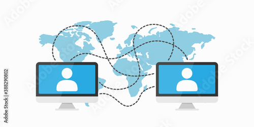 Two computers connected via internet technology