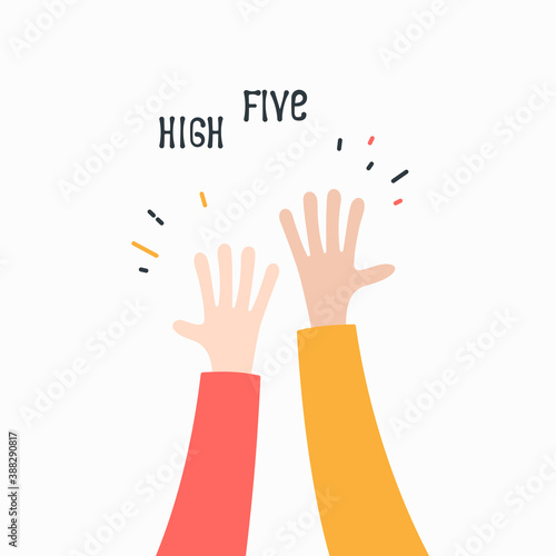 Hands giving a high five. Two hands clap vector illustration