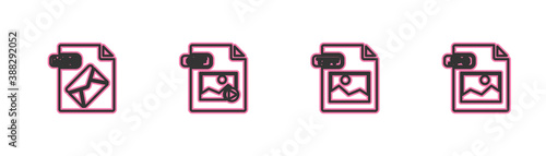 Set line MSG file document, TIFF, GIF and JPG icon. Vector.