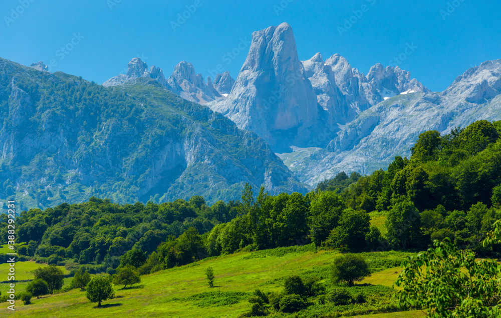 Obraz premium The Naranjo de Bulnes (known as Picu Urriellu in Asturian), Picos de Europa National Park, Asturias, Spain, Europe