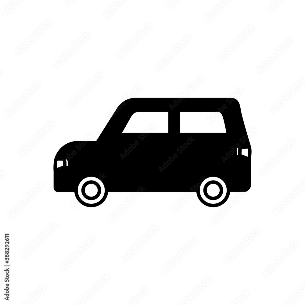 Car icon in full black style Car icon in full black style