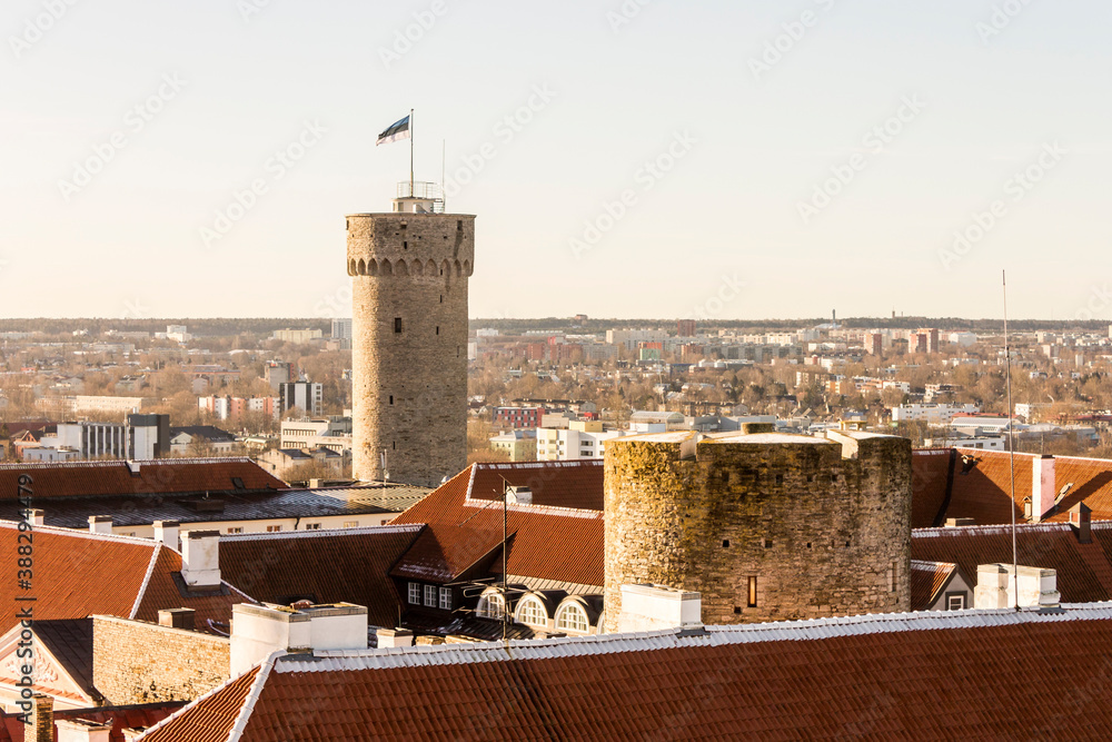 Tallinn Estonia Views Of Tall Pikk Hermann A Tower Of The Castle Of Toompea From The