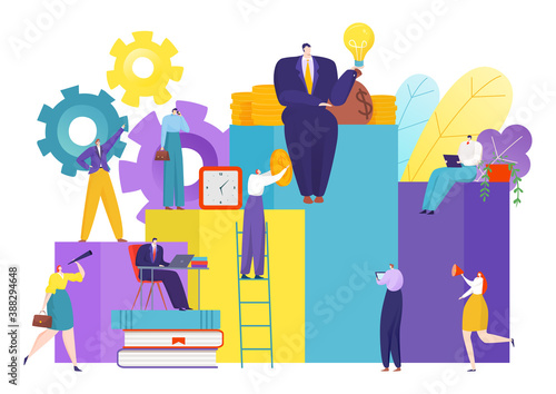 Office organization, person management network vector illustration. Man leader at job team, leadership partnership and teamwork. Flat corporate employee design, business connection concept.
