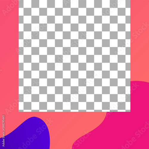Fluid shapes post. Trendy photo frame post template. Vector liquid colored pattern for story in social media illustration