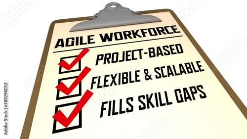 Agile Workforce Checklist Scalable Flexible Skills Employees 3d Animation