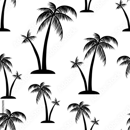 Doodle palm tree seamless pattern isolated on white. Summer vacation symbol. Hand drawing art. Tropical vector stock illustration. EPS 10