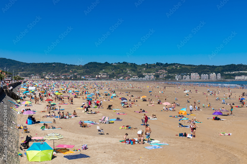 19 JUL 2020 - Hendaye, Basque Country, France - The beach 19 JUL 2020 - Hendaye, Basque Country, France - The beach