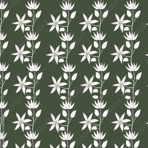 RETRO ILLUSTRATION OF WHITE FLOWERS ON A COLORS BACKGROUND,SEAMLESS PATTERN FOR WALLPAPER
