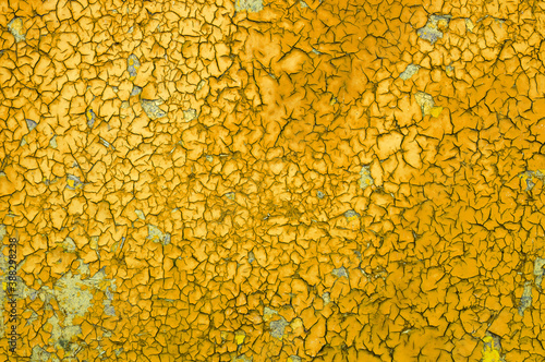 Tableau sur toile background of the old oily yellow paint is cracked by the weather