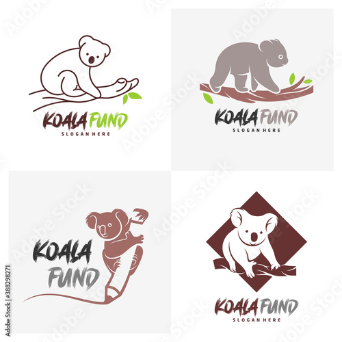 Set of Koala logo design vector. Illustration design koala logo template. Icon Symbol