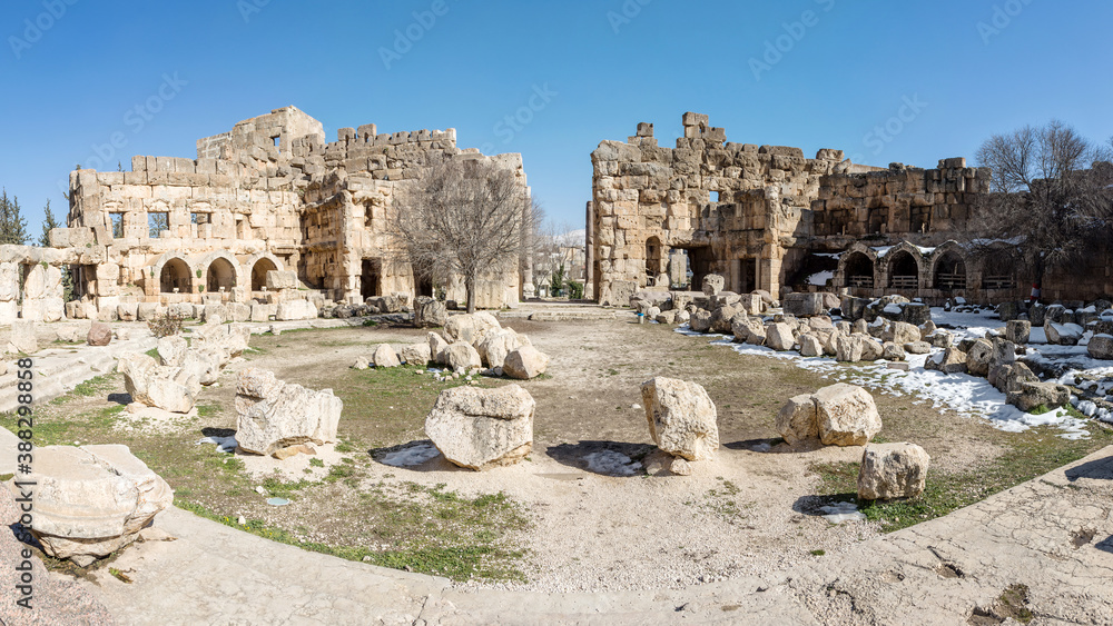 Hexagonal forecourt, Heliopolis Roman ruins, Baalbek, Lebanon